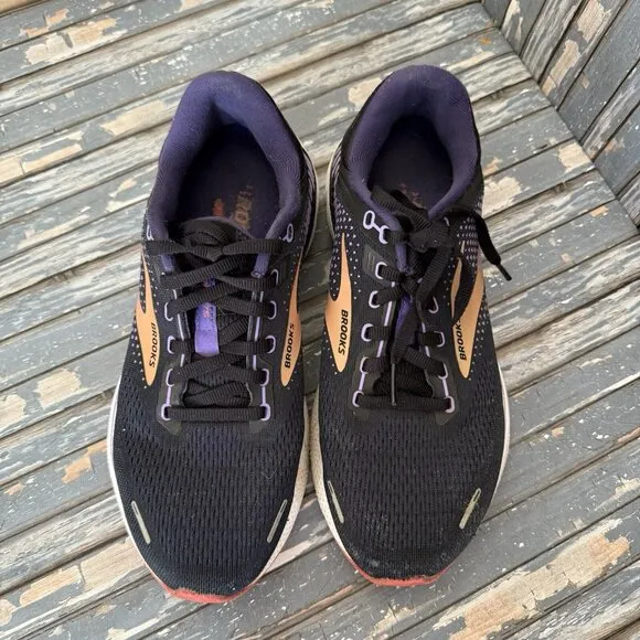 Brooks Adrenaline GTS 22 Womens 8.5 B Shoes Black Purple Running 1203531B080