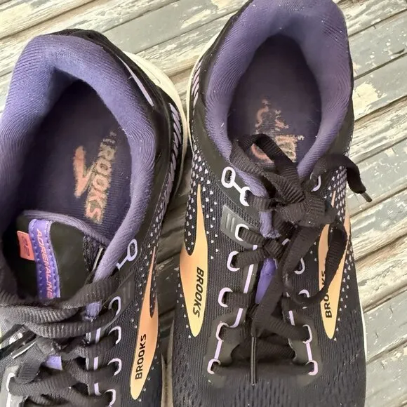 Brooks Adrenaline GTS 22 Womens 8.5 B Shoes Black Purple Running 1203531B080