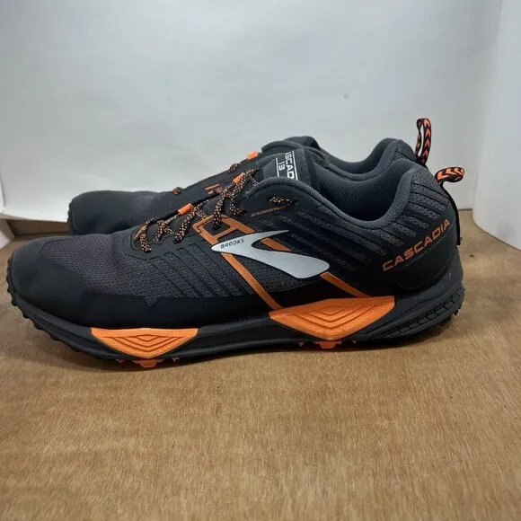 Brooks Cascadia 13 Men Size 15 Trail Running Shoes Grey Orange Black