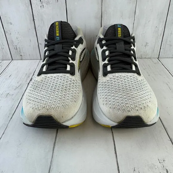 Brooks Coconut/Forged Iron/Yellow Glycerin 21 Road Running Shoes Size 9.5 D