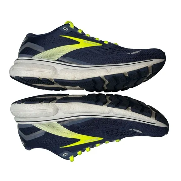 Brooks Ghost 15 1103931D429 Blue Neon Green Running Shoes Sneakers - Men's 7.5