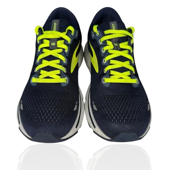 Brooks Ghost 15 1103931D429 Blue Neon Green Running Shoes Sneakers - Men's 7.5