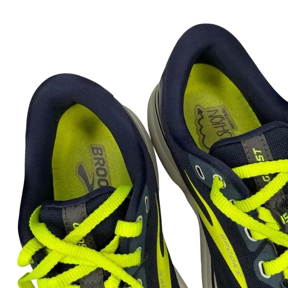 Brooks Ghost 15 1103931D429 Blue Neon Green Running Shoes Sneakers - Men's 7.5