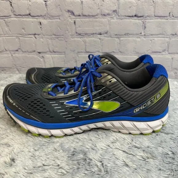 Brooks Ghost 9 Gray Blue Green Road Running Shoes Men's 12