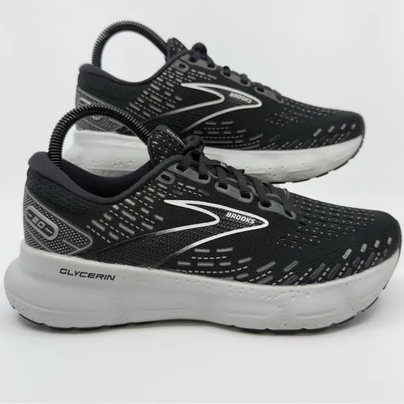 Brooks Glycerin 20 Road Running Shoes Womens 7.5 7 1/2 B Black Gray Sneakers