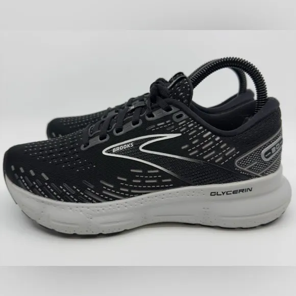 Brooks Glycerin 20 Road Running Shoes Womens 7.5 7 1/2 B Black Gray Sneakers