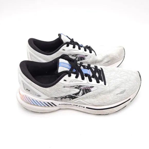 Brooks (Mens 9) Adrenaline GTS 23 Lace Up Shoes Gray White Road Running Sneakers