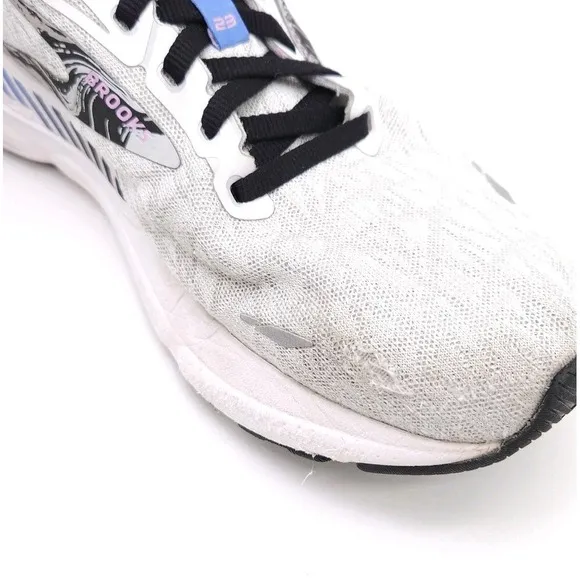 Brooks (Mens 9) Adrenaline GTS 23 Lace Up Shoes Gray White Road Running Sneakers