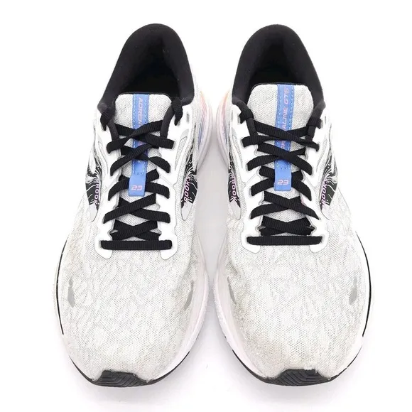 Brooks (Mens 9) Adrenaline GTS 23 Lace Up Shoes Gray White Road Running Sneakers