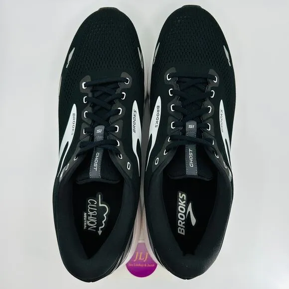 Brooks Men's Ghost 15 Running Shoes Black/Blackened Pearl 1103931D012 Size 15