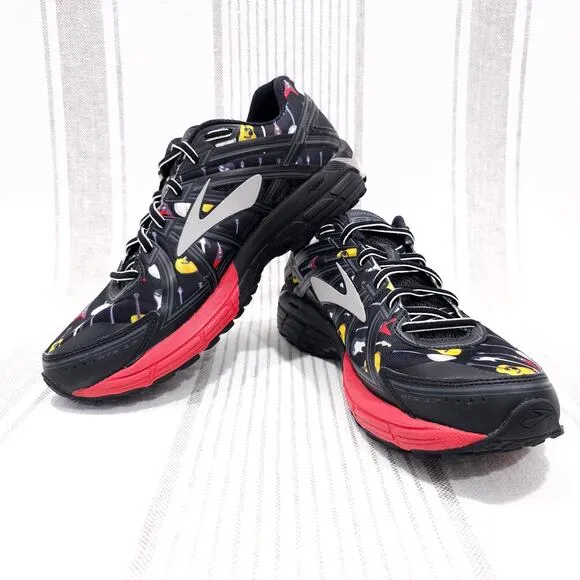 BROOKS Running Shoes Mens 9 Black Red Adrenaline GTS 17 Rock n Roll Marathon
