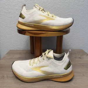 Brooks Women's Size 9 Levitate 4 White Gold Lace-Up Running Shoes Sneakers