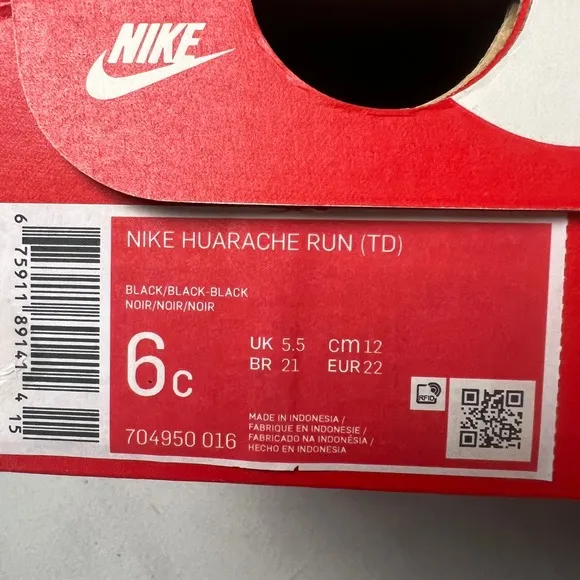 Bundle of 2 Nike Huarache Run (TD) Sneakers Toddler Shoes Black White Size 6C