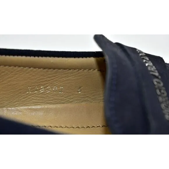 C0 Auth GIORGIO ARMANI Navy Suede Logo Strap Driving Loafer Shoes Size 5