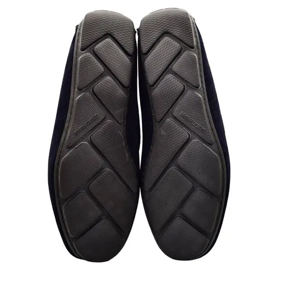 C0 Auth GIORGIO ARMANI Navy Suede Logo Strap Driving Loafer Shoes Size 5