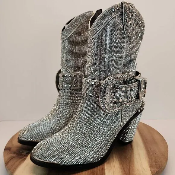 CLUB EXX Icy Sheriff Shine Cowboy Boots Women's Size 8M (Dolls Kill)