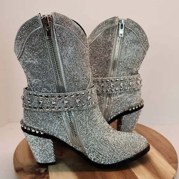 CLUB EXX Icy Sheriff Shine Cowboy Boots Women's Size 8M (Dolls Kill)
