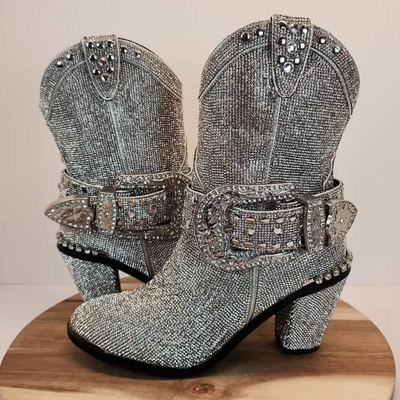 CLUB EXX Icy Sheriff Shine Cowboy Boots Women's Size 8M (Dolls Kill)