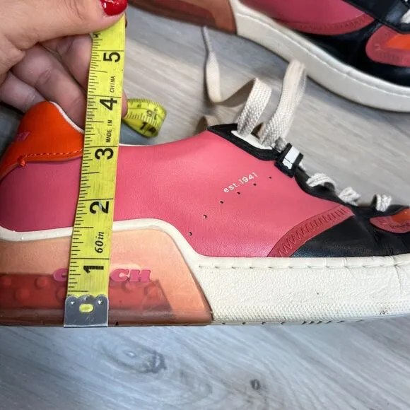 COACH Citysole Leather Court Women's Size 10B Bright Colorful Pink Orange Shoes