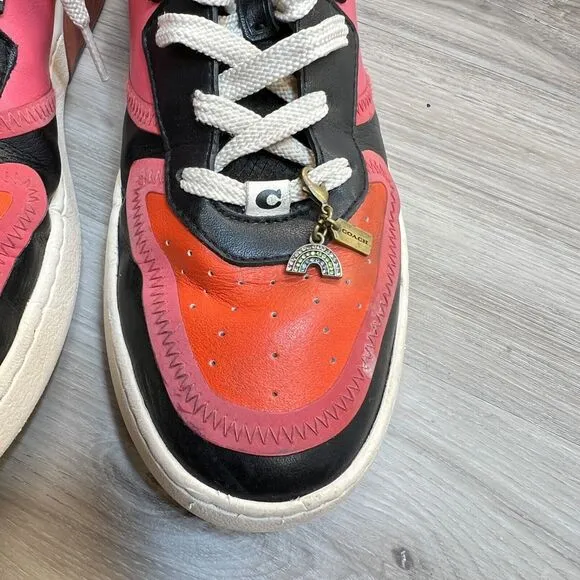 COACH Citysole Leather Court Women's Size 10B Bright Colorful Pink Orange Shoes