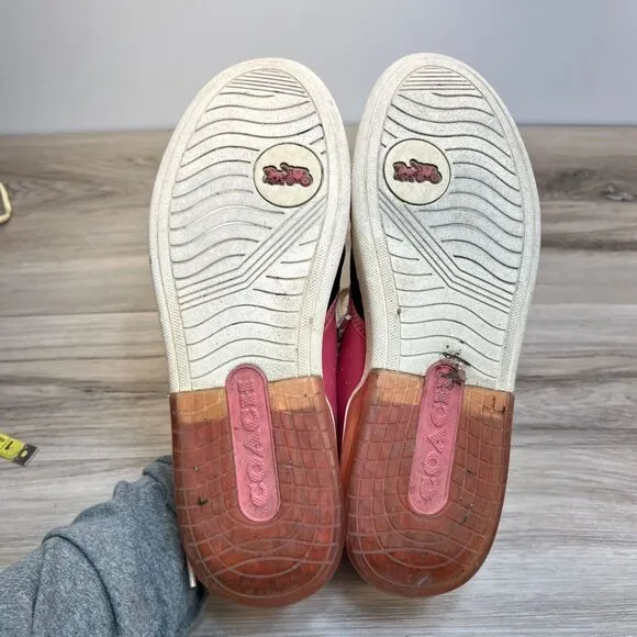 COACH Citysole Leather Court Women's Size 10B Bright Colorful Pink Orange Shoes