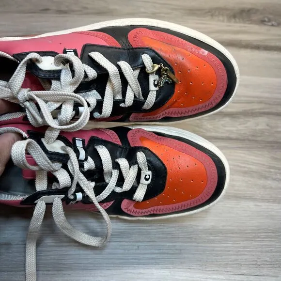COACH Citysole Leather Court Women's Size 10B Bright Colorful Pink Orange Shoes