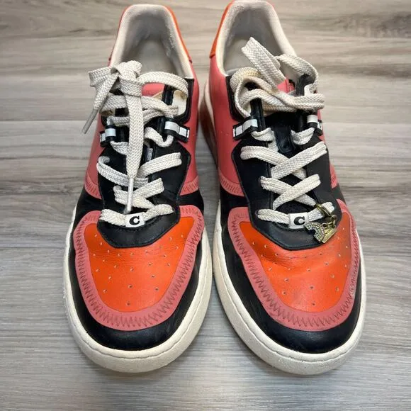 COACH Citysole Leather Court Women's Size 10B Bright Colorful Pink Orange Shoes
