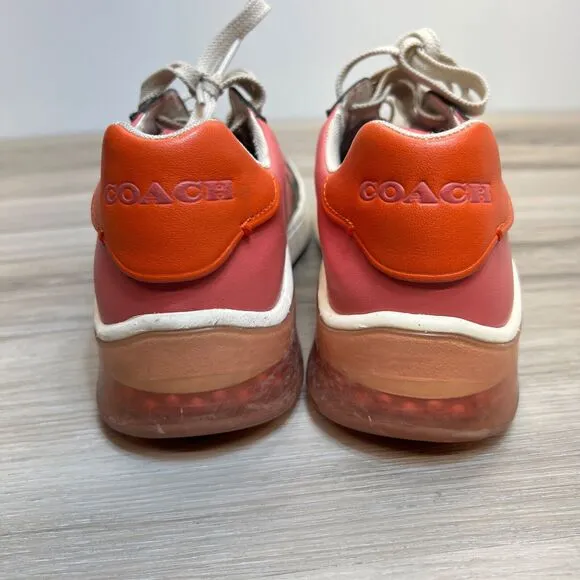 COACH Citysole Leather Court Women's Size 10B Bright Colorful Pink Orange Shoes