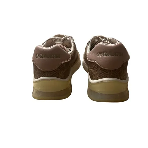 COACH CitySole Signature Print Court Trainers in Tan and Blush Size 9.5
