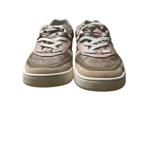 COACH CitySole Signature Print Court Trainers in Tan and Blush Size 9.5