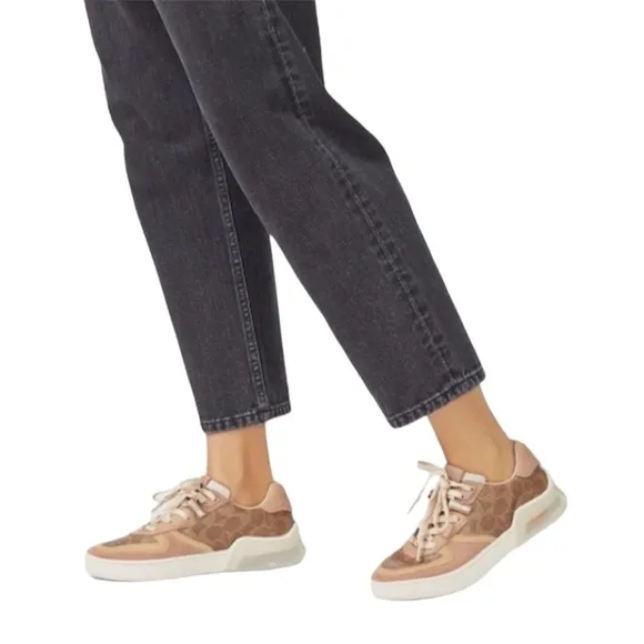 COACH CitySole Signature Print Court Trainers in Tan and Blush Size 9.5