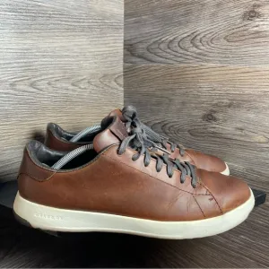 Cole haan grand pro brown leather lace tennis sneakers