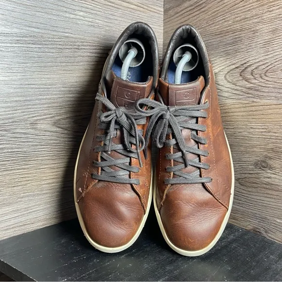 Cole haan grand pro brown leather lace tennis sneakers