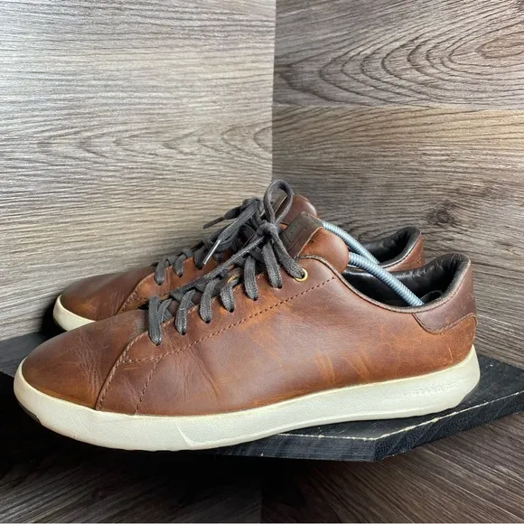 Cole haan grand pro brown leather lace tennis sneakers