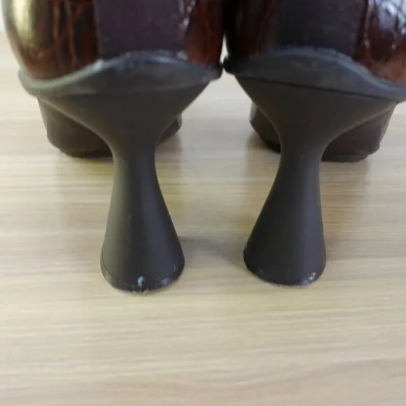 Cole Haan Shoes Leather 9 Brown Ankle Bootie Crocodile Embossed Grand Ambition