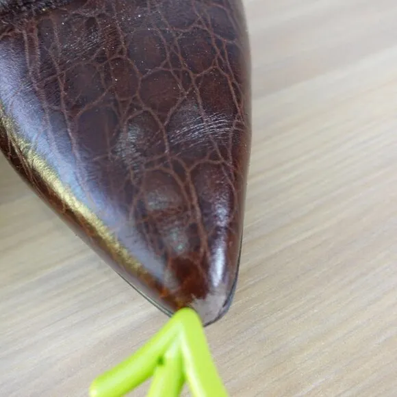 Cole Haan Shoes Leather 9 Brown Ankle Bootie Crocodile Embossed Grand Ambition