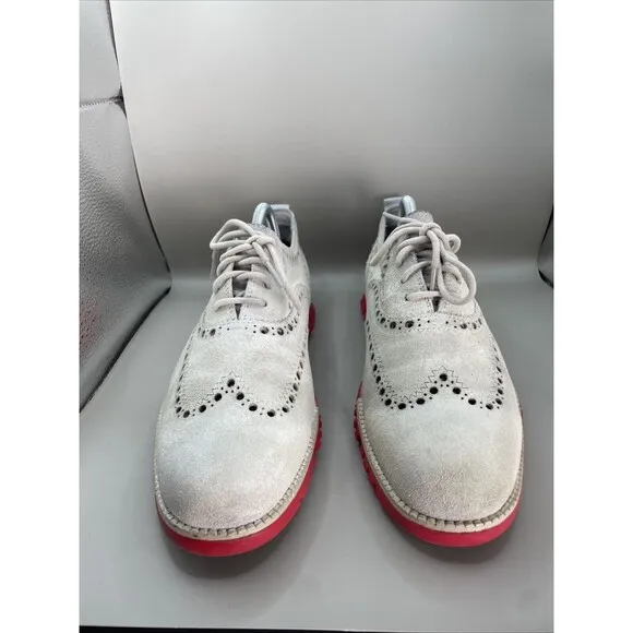 Cole Haan Zerogrand Wingtip Oxford Mens 8.5 M Gray Red Suede Grrand OS Manmade