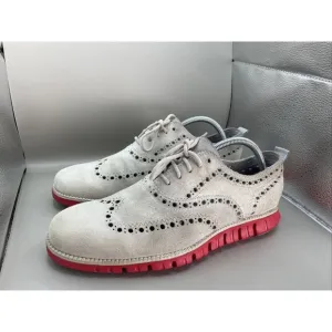 Cole Haan Zerogrand Wingtip Oxford Mens 8.5 M Gray Red Suede Grrand OS Manmade