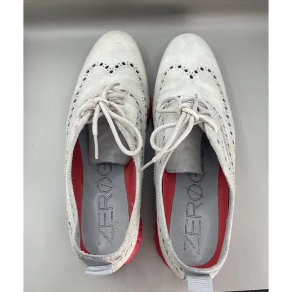 Cole Haan Zerogrand Wingtip Oxford Mens 8.5 M Gray Red Suede Grrand OS Manmade