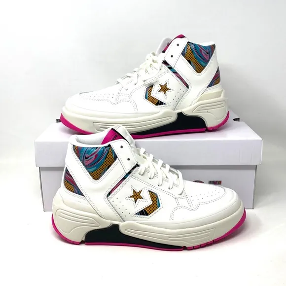 Converse Weapon CX Shoes Mid Top Pink White Leather Men Size Sneakers A00437C