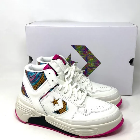 Converse Weapon CX Shoes Mid Top Pink White Leather Men Size Sneakers A00437C