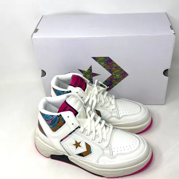 Converse Weapon CX Shoes Mid Top Pink White Leather Men Size Sneakers A00437C