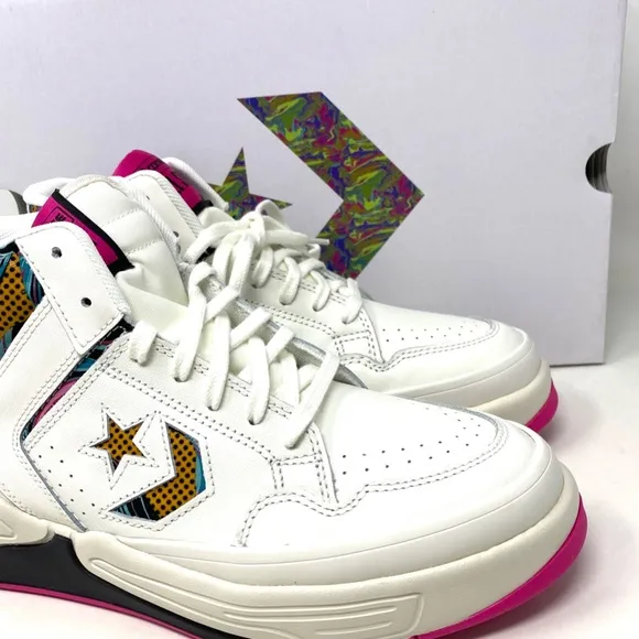 Converse Weapon CX Shoes Mid Top Pink White Leather Men Size Sneakers A00437C