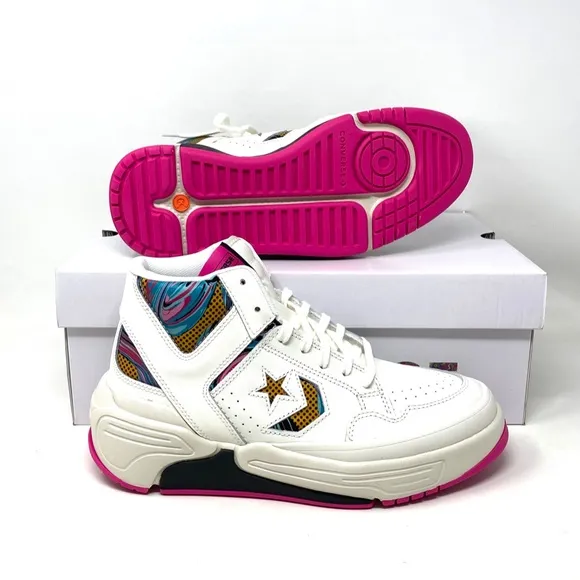 Converse Weapon CX Shoes Mid Top Pink White Leather Men Size Sneakers A00437C