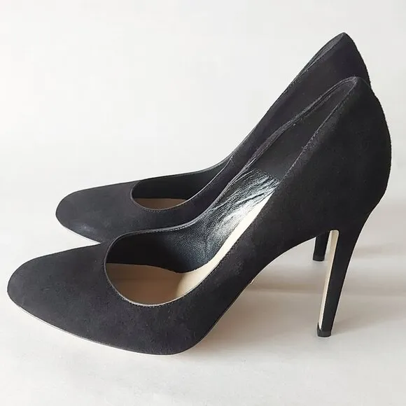 Diane Von Furstenberg Women Pumps Size 10 Black Suede Comfort Heels Court Shoes