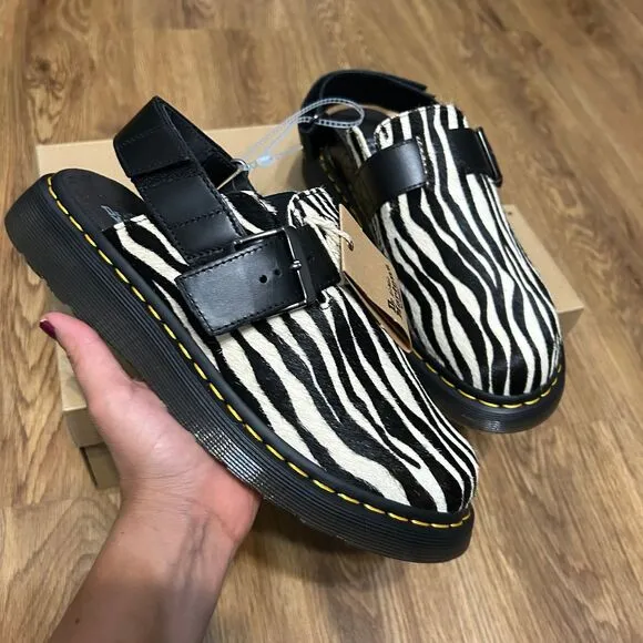 DR MARTENS JORGE HAIR-ON ANIMAL PRINT SLINGBACK MULES shoes women’s 8 new