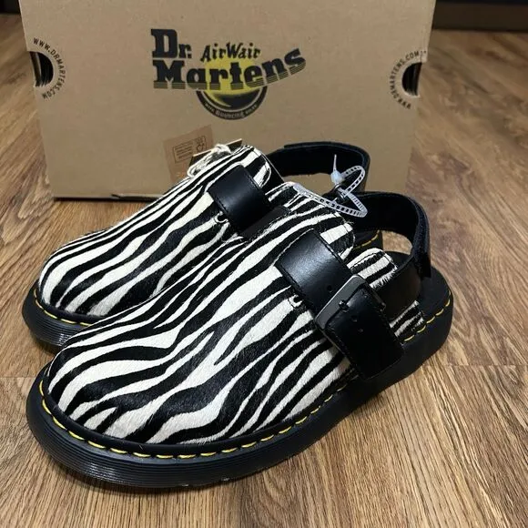 DR MARTENS JORGE HAIR-ON ANIMAL PRINT SLINGBACK MULES shoes women’s 8 new