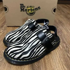 DR MARTENS JORGE HAIR-ON ANIMAL PRINT SLINGBACK MULES shoes women’s 8 new