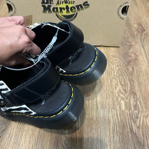 DR MARTENS JORGE HAIR-ON ANIMAL PRINT SLINGBACK MULES shoes women’s 8 new