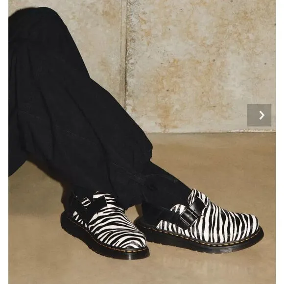 DR MARTENS JORGE HAIR-ON ANIMAL PRINT SLINGBACK MULES shoes women’s 8 new